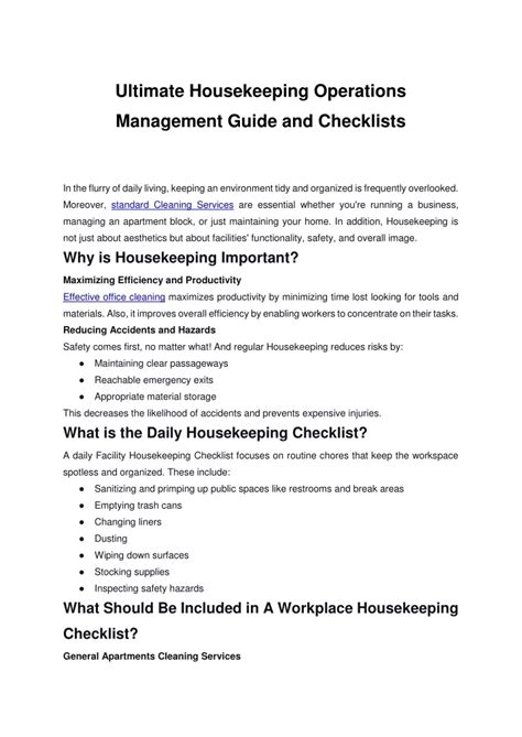 Ultimate Housekeeping Operations Management Guide [+ Checklists].